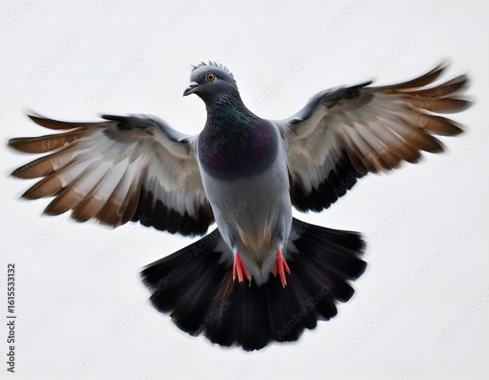 Fototapeta premium Flying Pigeon on Clean Background