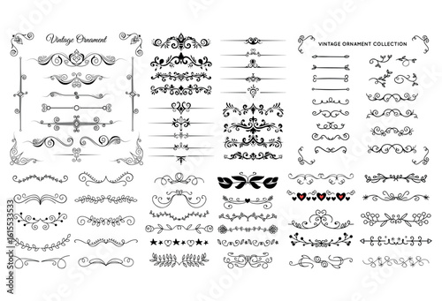 dividers doodle set. Wedding decorative elements. Divider ornament, borders, vintage line separators. Hand drawn vector illustration