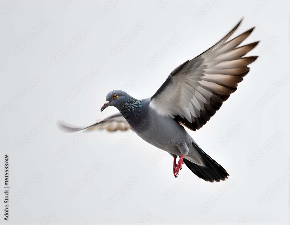Obraz premium Flying Pigeon on Clean Background