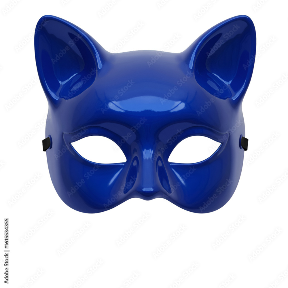 Naklejka premium Blue Cat Mask Isolated on Transparent Background 3D Illustration