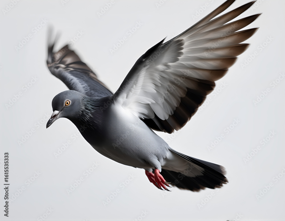 Obraz premium Flying Pigeon on Clean Background