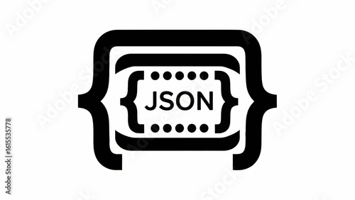  Curly bracket icon with JSON text, perfect for developers and API documentation.