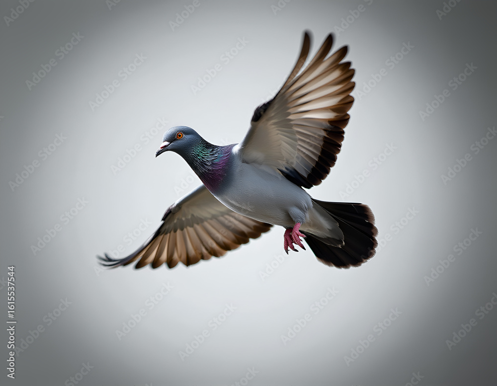 Obraz premium Flying Pigeon on Clean Background