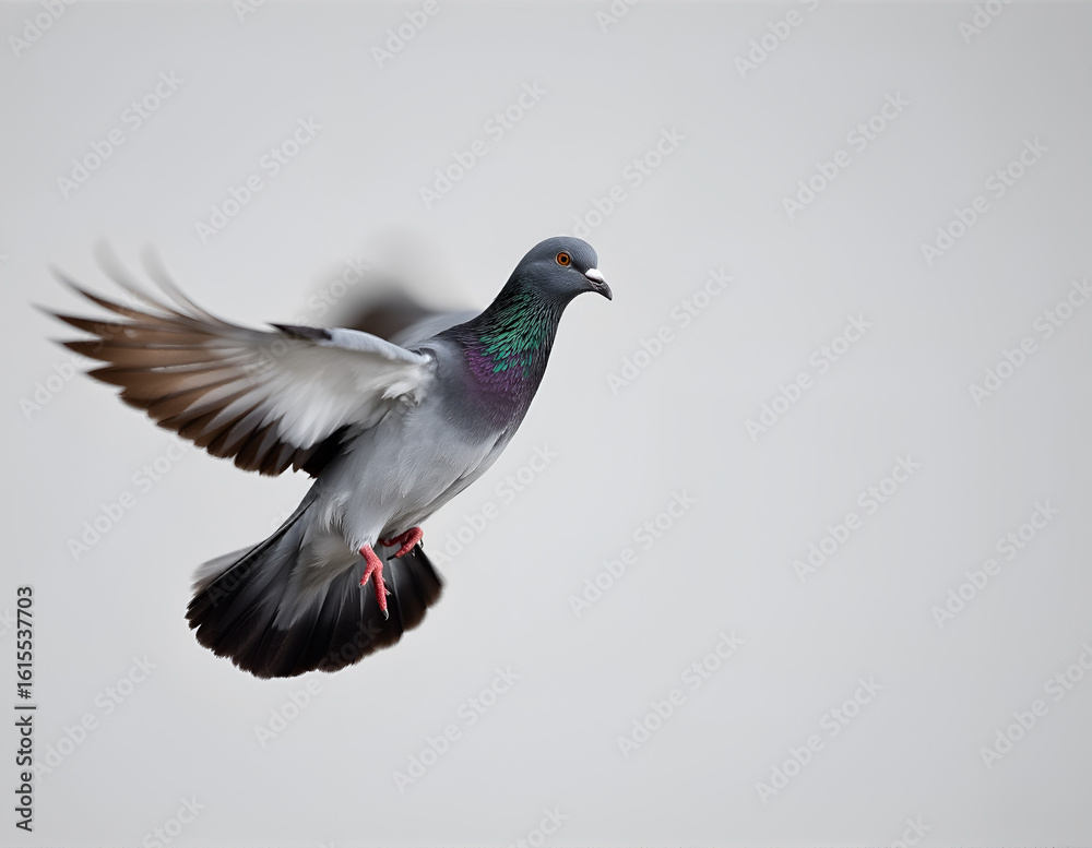 Obraz premium Flying Pigeon on Clean Background
