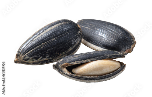 Wallpaper Mural Close-up of three sunflower seeds, dark-shelled with light-colored insides Torontodigital.ca