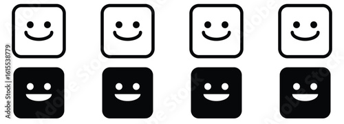 Smiley emoticons, happy face. rating or feedback emojis. line outline emoticon. Vector illustration.