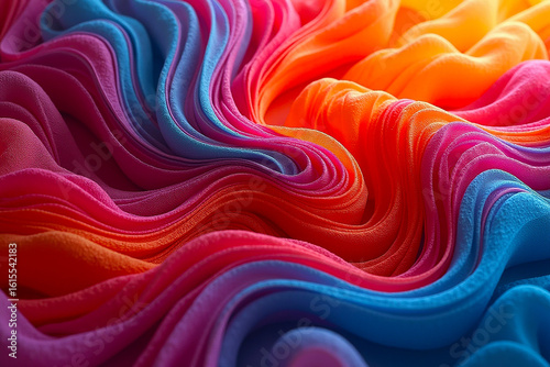 Abstract Soft Waves with Gradient Colors from Blue to Pink to Orange