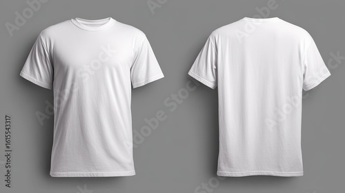 Blank white men's T-shirt mockup, front and back views