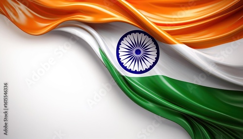 Silk Indian Flag with Copyspace for Custom Text or Images White Background 3D Render