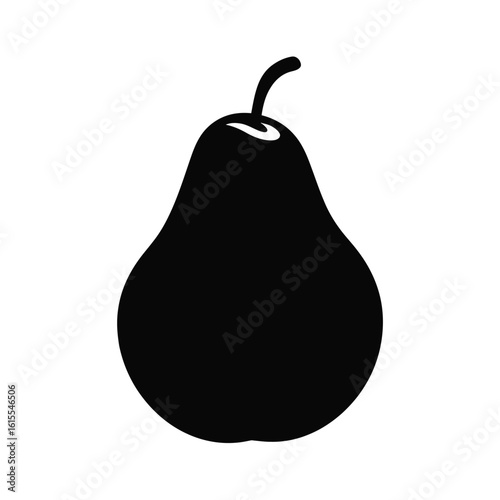 Simple black silhouette of a pear fruit