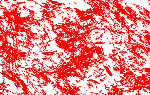 High contrast red grunge brush texture on white background, featuring distressed abstract strokes and chaotic paint patterns. Ideal for edgy design projects, album covers, posters, street art.