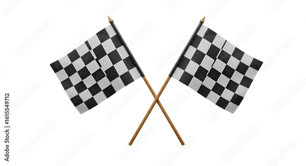 Fototapeta premium Crossed Checkered Flags Race Finish Illustration Isolated On Black Background