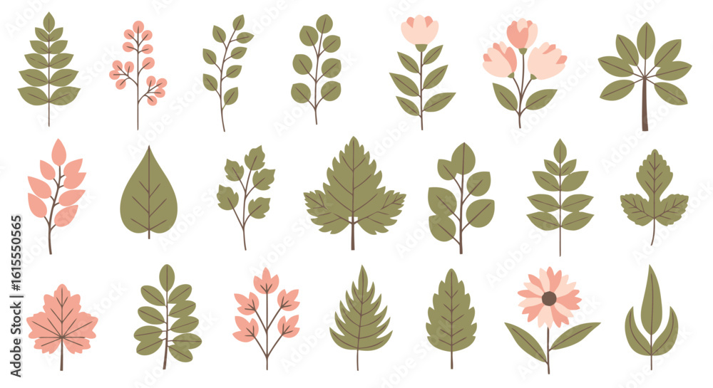Naklejka premium Flat Botanical & Floral Collection