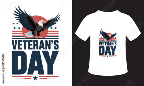 Veterans day t shirt design with eagle and american flag elements
