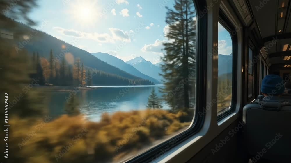 scene from inside a moving train