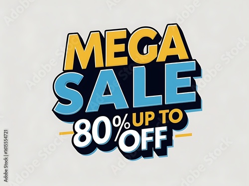 Mega sale promotion graphic with 80% discount.