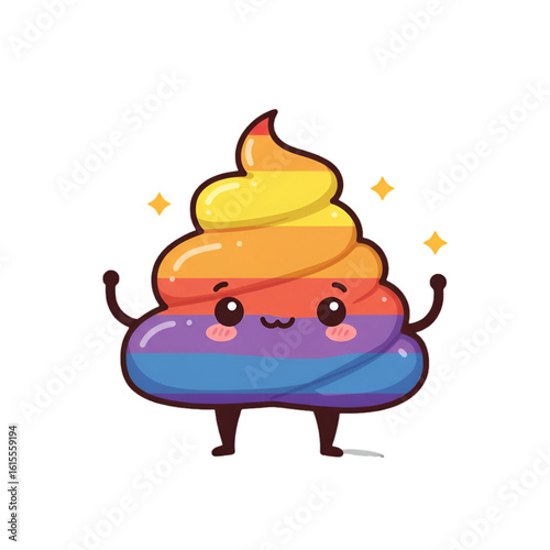 Cute Emoji Poop Character Pixel Art Illustration On Transparent Background