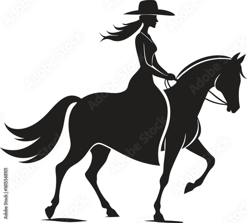 Galloping horse silhouette vector illustration of a wild equine stallion