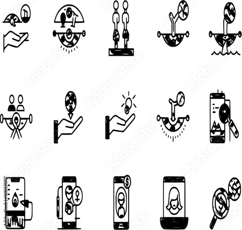 Simple set of lateral line related filled icons.
