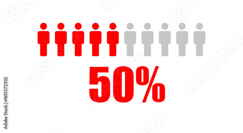People or statistics with 50 Percent population icon