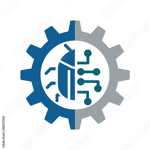 Half Robotic Beetle Half Gear Mechanical Insect Logo Design Concept