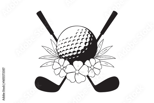 floral golf illustration vector