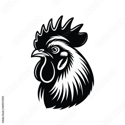 Wallpaper Mural Black and White Rooster Head Illustration chicken bird Torontodigital.ca