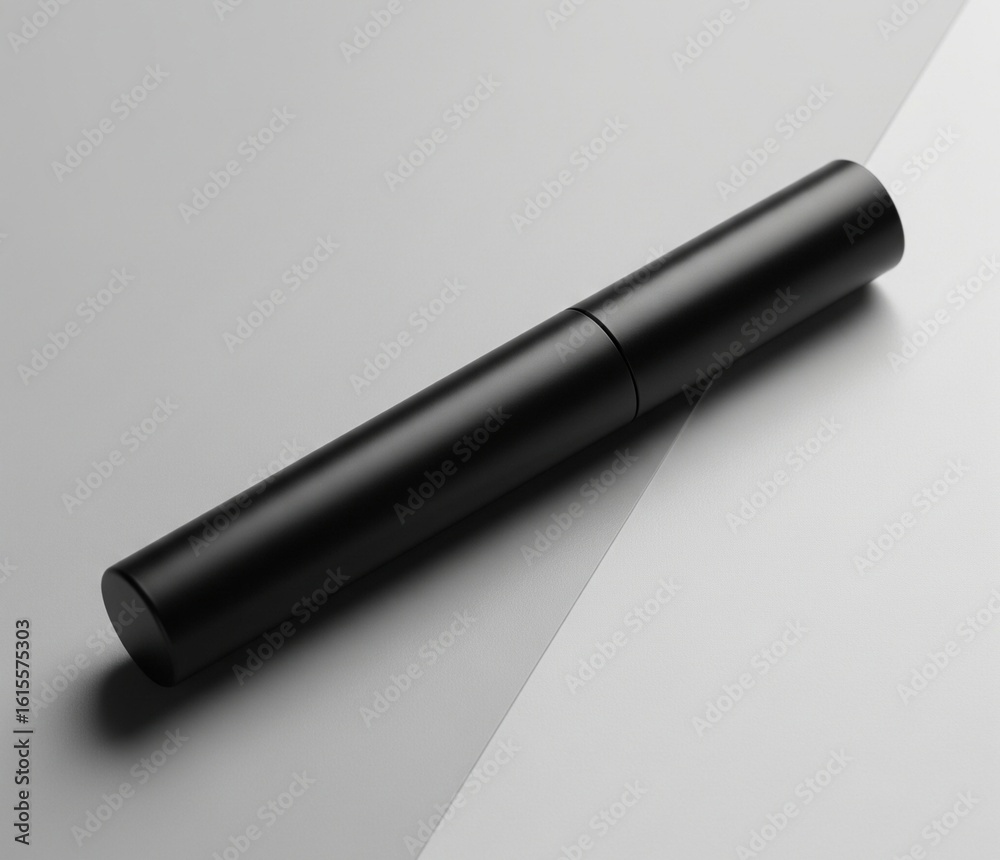 Blank Matte Mascara Tube Mockup, Lying Diagonally On Light Gray Background, No Label Or Text Blank Matte Mascara Tube Mockup, Lying Diagonally On Light Gray Background, No Label Or Text