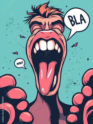 Vector banner with the mouth and gossip bla