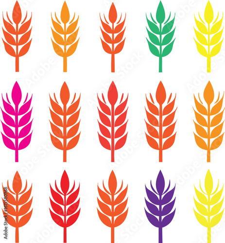 Golden wheat and delicate feather seamless pattern with laurel wreath decoration and grain leaf illustration for agriculture award design