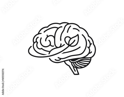 Monocolor icon of a brain symbolizing mental health