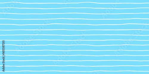 Hand drawn striped seamless pattern with lines creating a playful blue background with wavy doodle textured stroke, perfect for cute designs and modern decor in vector crayon illustration.