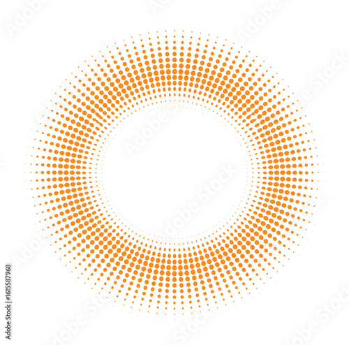 Orange dots radiating from center in circular pattern vector