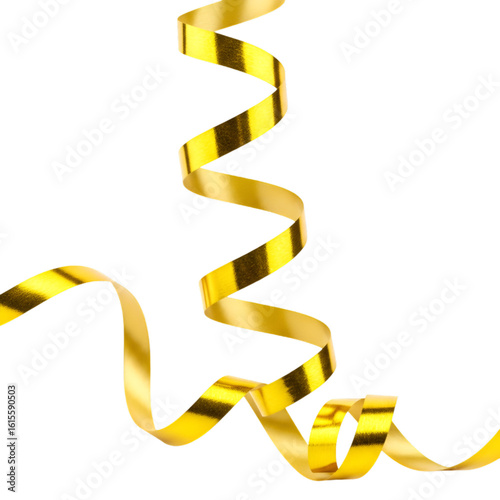 Elegant Gold Ribbon Illustration on Transparent Background for Celebration