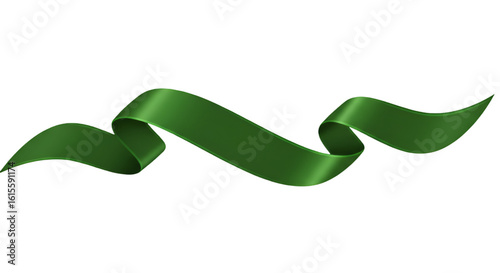 Elegant Green Ribbon Illustration Isolated On Transparent Background