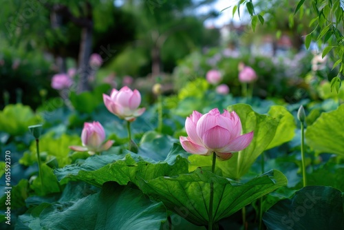 Lotus blooming in the garden