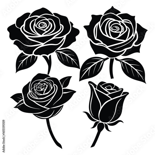 Wallpaper Mural set of roses vector Torontodigital.ca