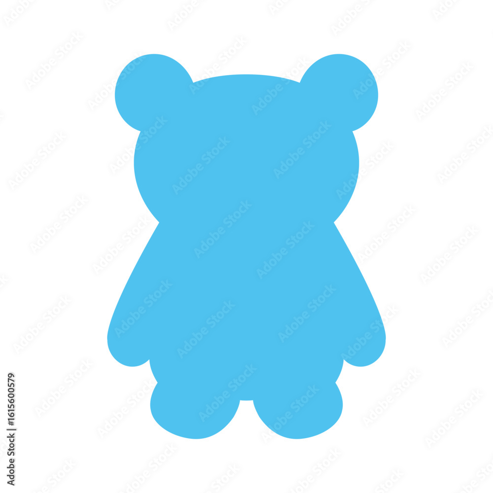 Obraz premium Minimal teddy bear in blue silhouette – versatile design for kids’ projects, nursery prints, and branding for toys or children's goods.