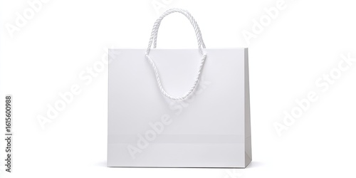 Empty white paper shopping bag