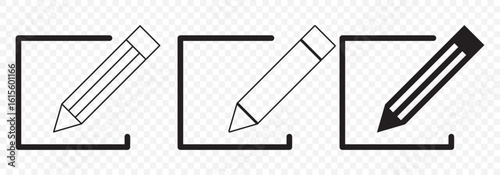 Simple Line Edit Icons – Pen and Pencil Symbol Collection on Transparent Background. EPS 10.