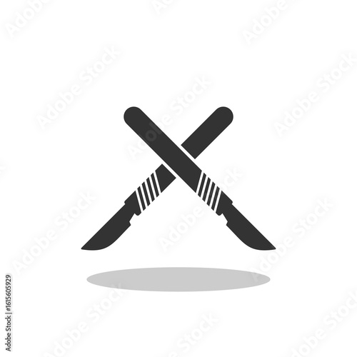 Medical scalpel icon with shadow