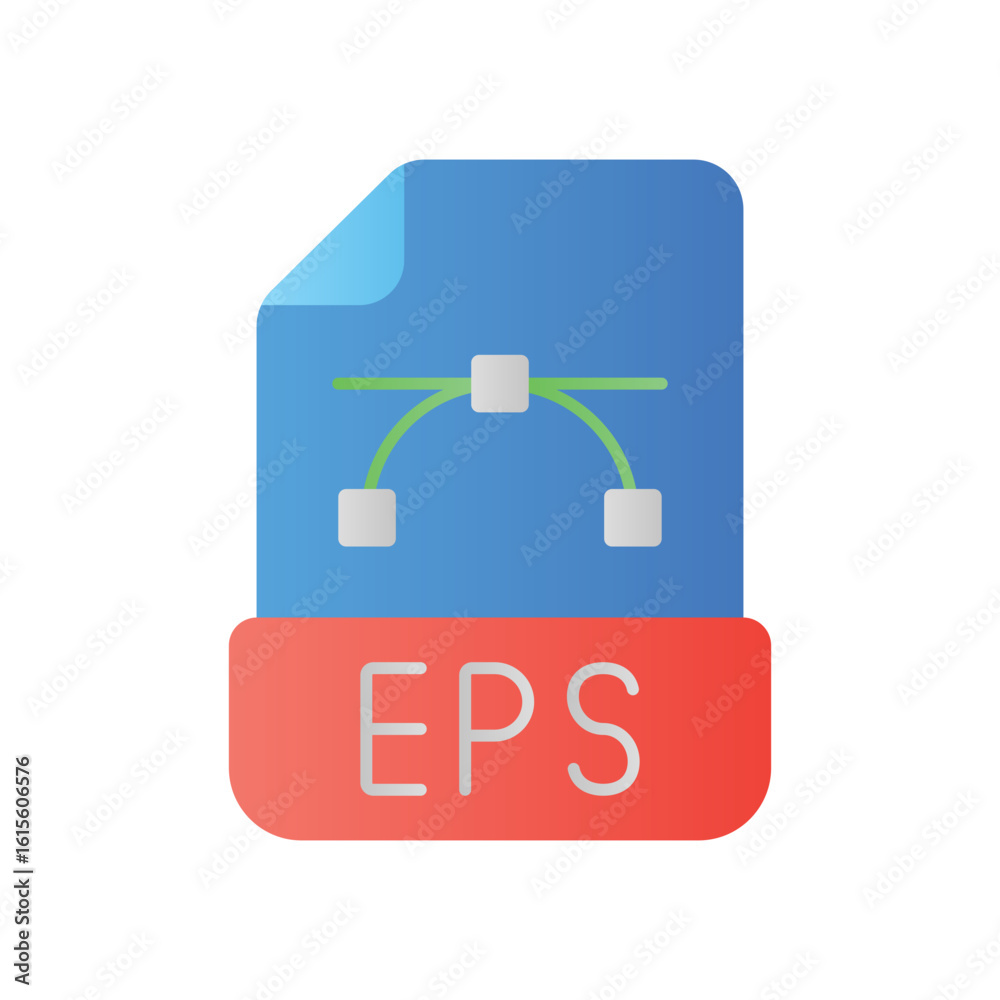 Fototapeta premium EPS File Extension Flat Color Icon: Vector Graphics & Design Format Symbol