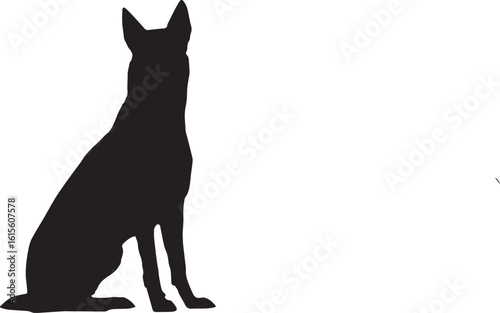 German Shepherd Dog Silhouette - Sitting Pet Vector Graphic