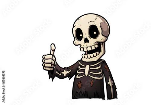 Pixel Art Skeleton Giving Thumbs Up Illustration With Transparent Background