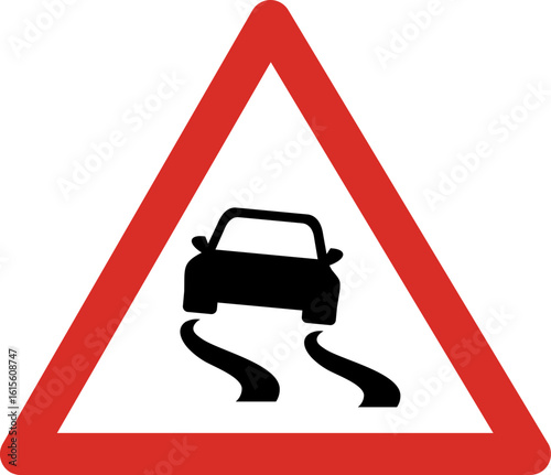 Slippery Road Ahead Sign