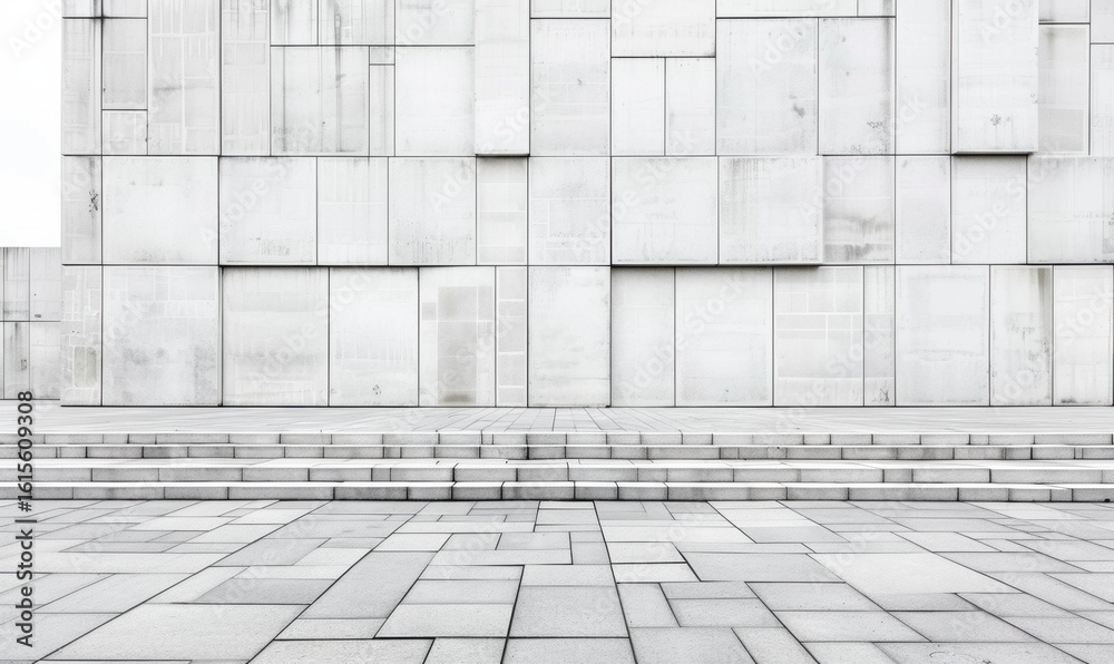 Fototapeta premium Geometric stone wall with abstract square and rectangular shapes architecture