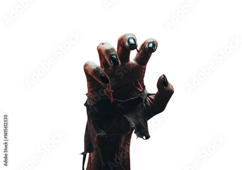 Horror Illustration of Zombie Hand Reaching Isolated on Transparent Background