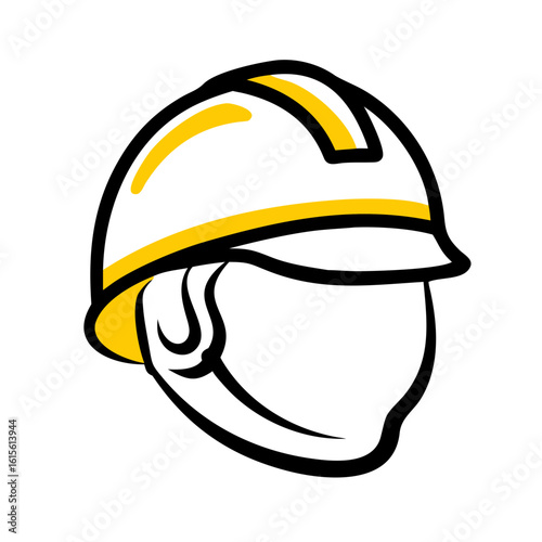 A hand-drawn icon of a worker's head with a hard hat, suitable for websites or blogs about safety, construction, or labor.

