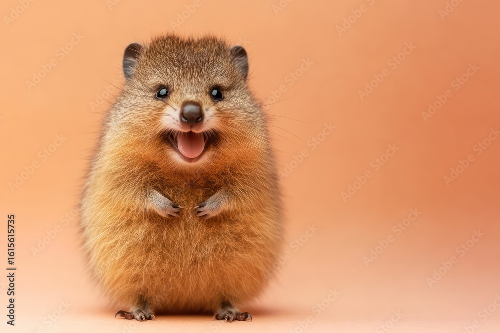 Fototapeta premium Tiny quokka smiling with happy expression