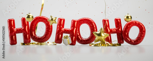 3D Christmas Red Balloon Letters says Ho Ho Ho